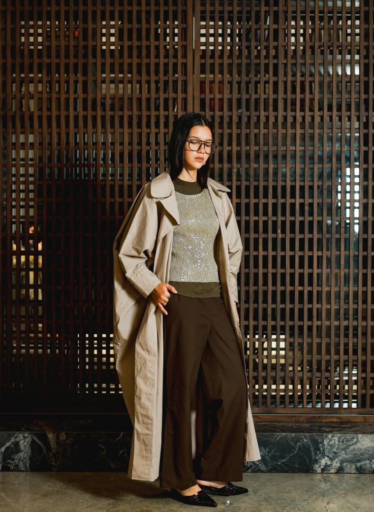 Safia Trench Abaya in Cream Taupe