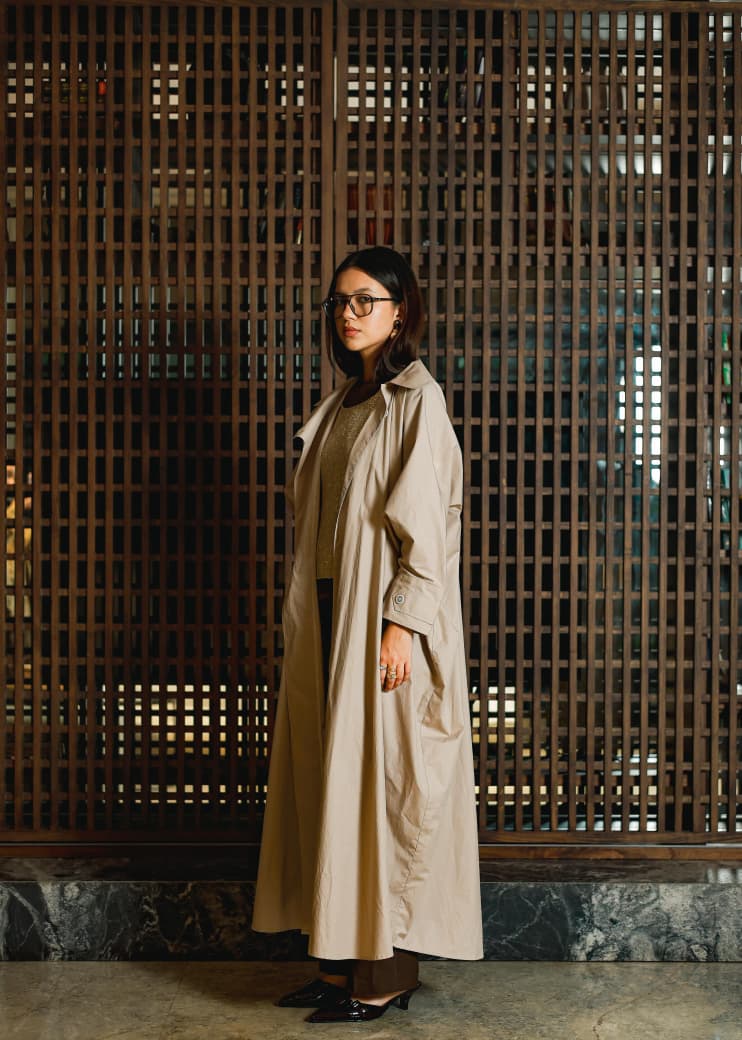 Safia Trench Abaya in Cream Taupe