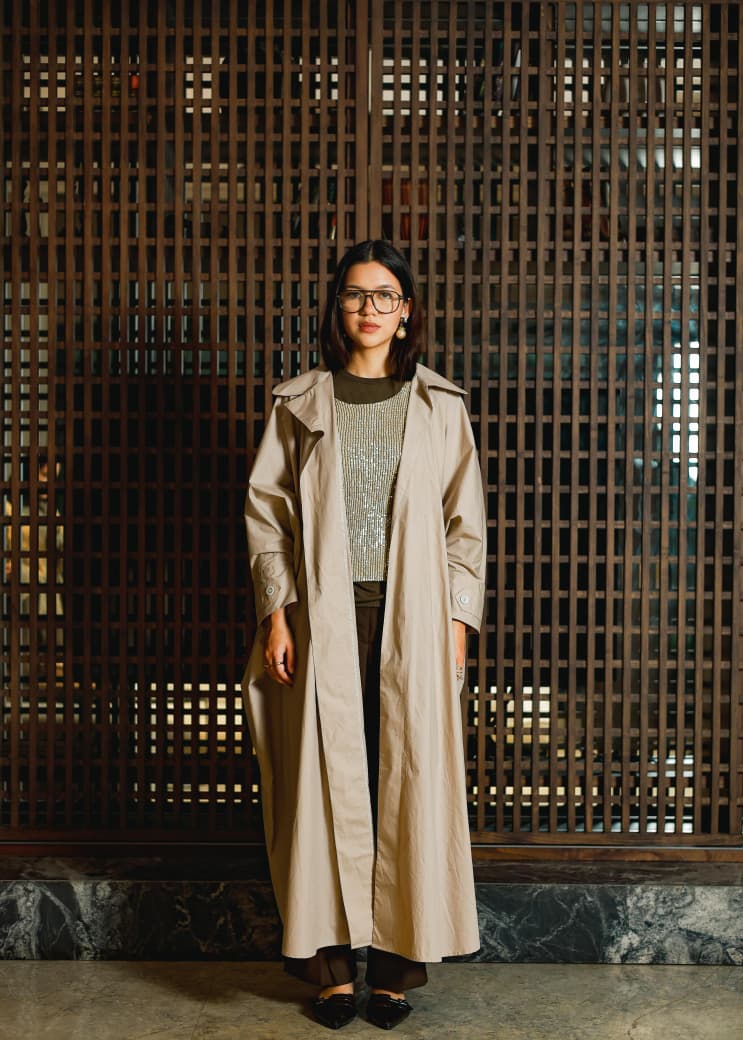 Safia Trench Abaya in Cream Taupe